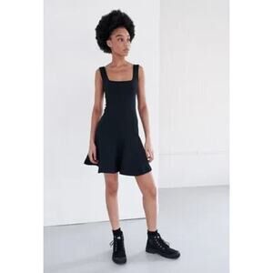 Ninety Percent Women's Square Neck Stretch Jersey Skater Dress Black Medium $99